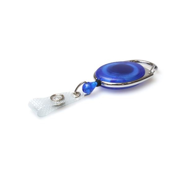 Bilde av Blue translucent carabiner ID badge reel with reinforced strap. 60270218 (DE,SE,NO,FI,RO,PL)